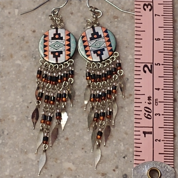 Handmade Sterling silver Santa Fe style earrings - Picture 1 of 2